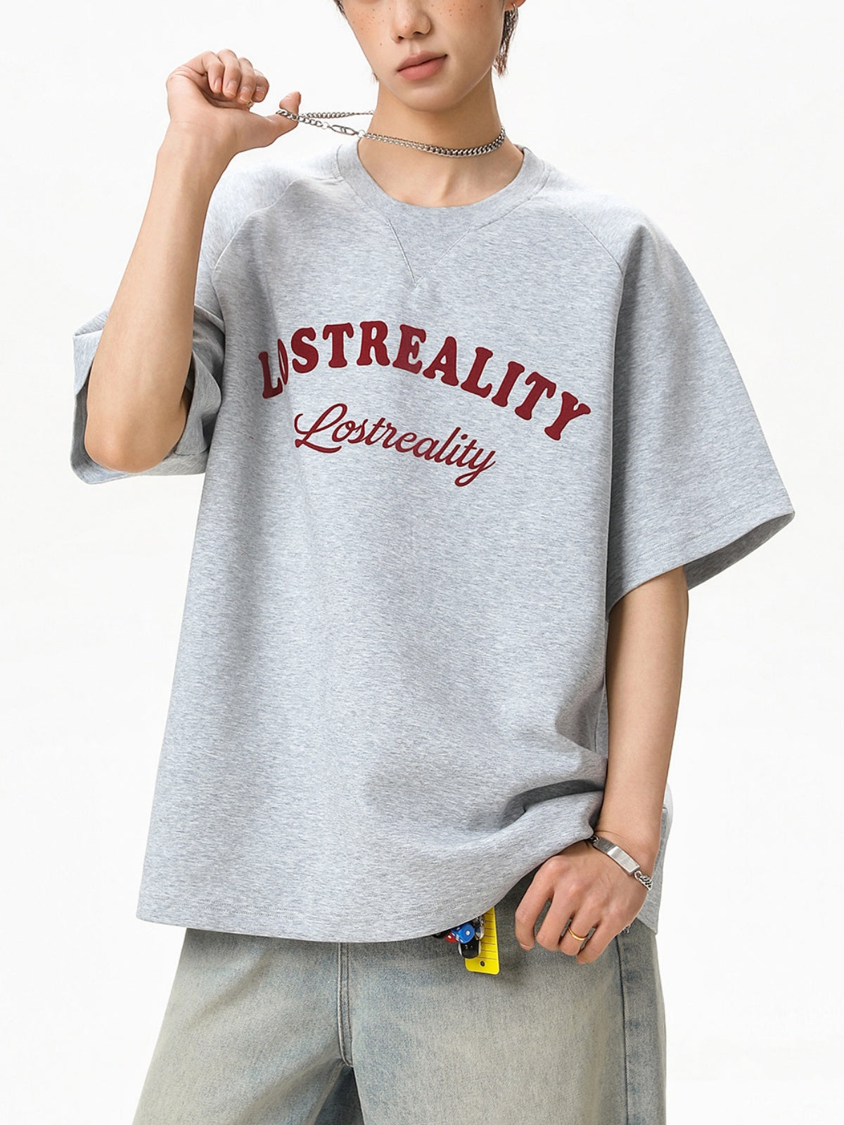 Color-blocked Letter Printed Loose-fit T-shirts