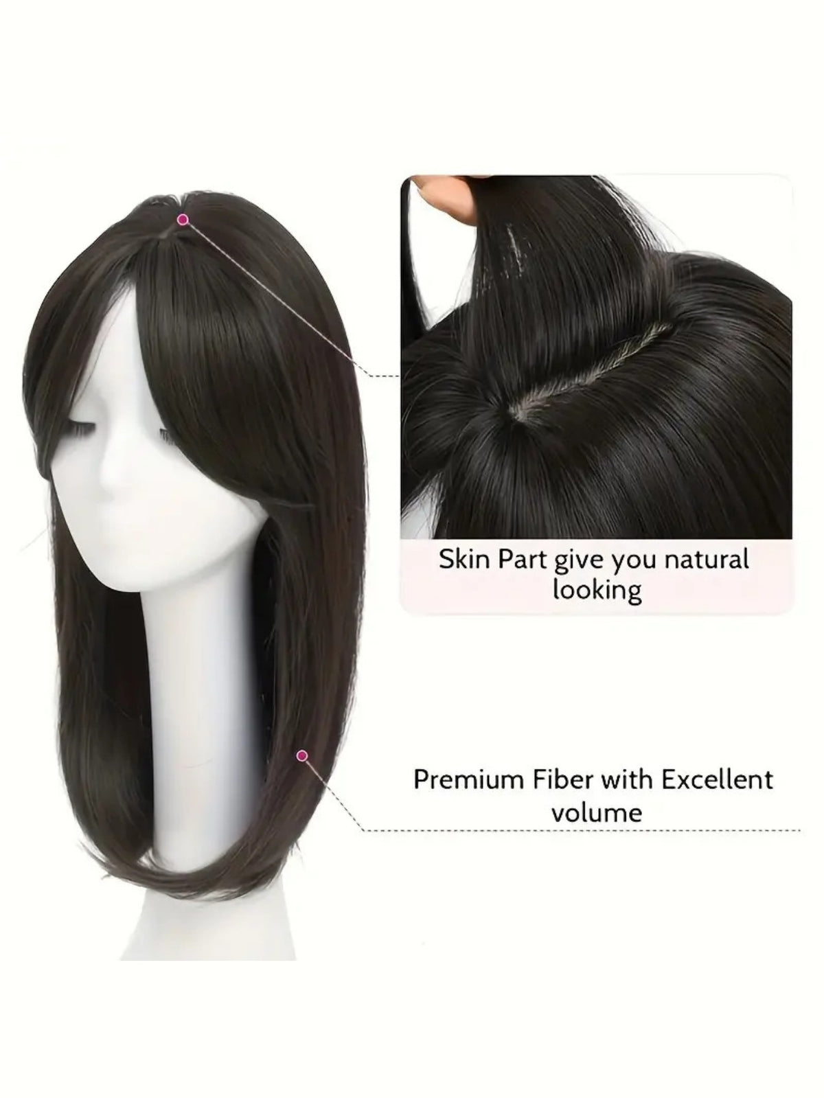 Invisible, Seamless, Long, Curly Wig With White Hair Covering