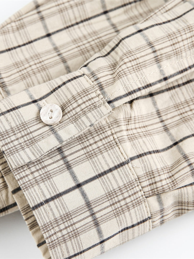 Niche Graffiti Letters Loose Plaid Long-sleeved Shirt