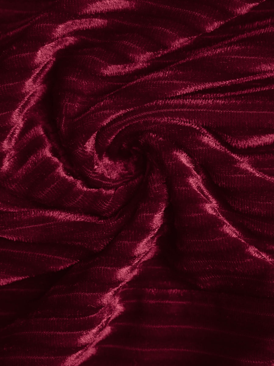 A-style Wine Red Velvet Stripes Long Sleeve Bow Ruffle Cocktail Party Christmas Short Dress