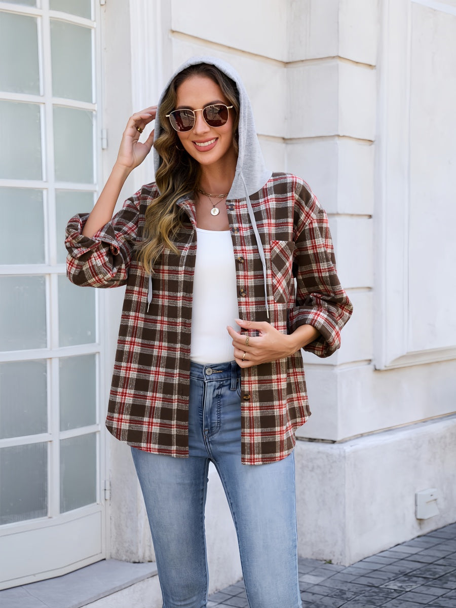 Woolen Plaid Button Jacket