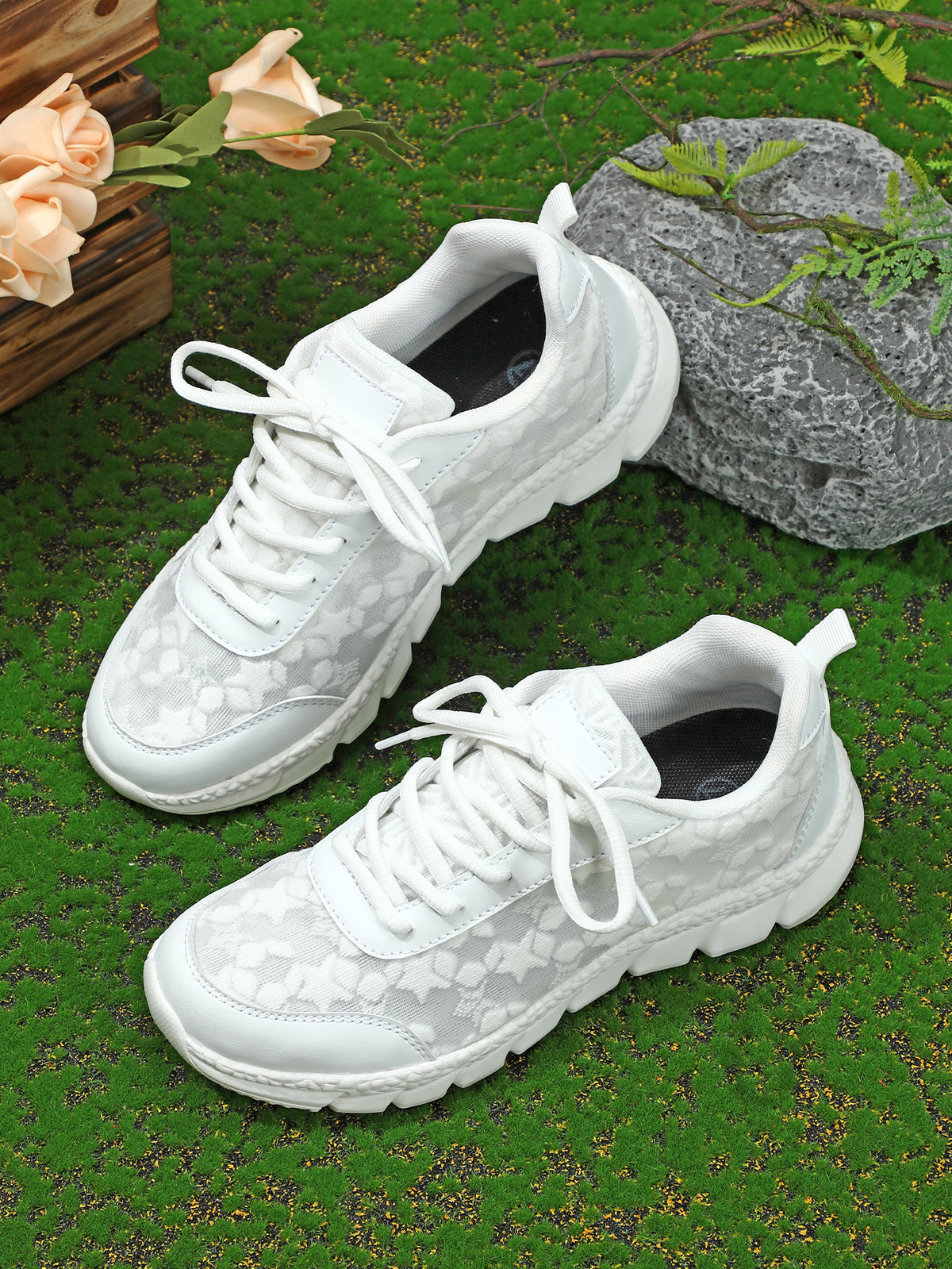 Floral Mesh Women's Casual Sneakers