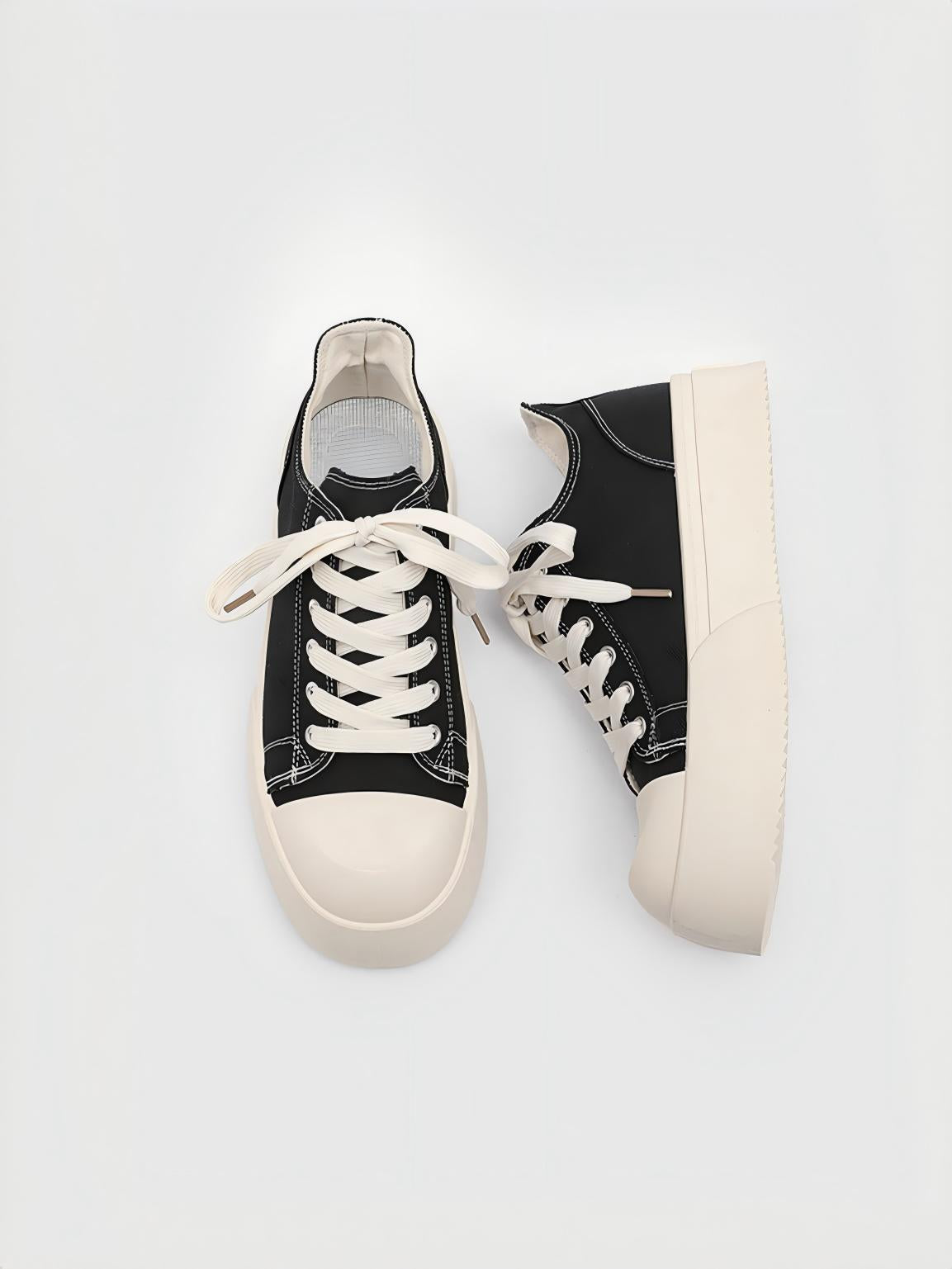 Retro Platform Color-blocked Canvas Shoes