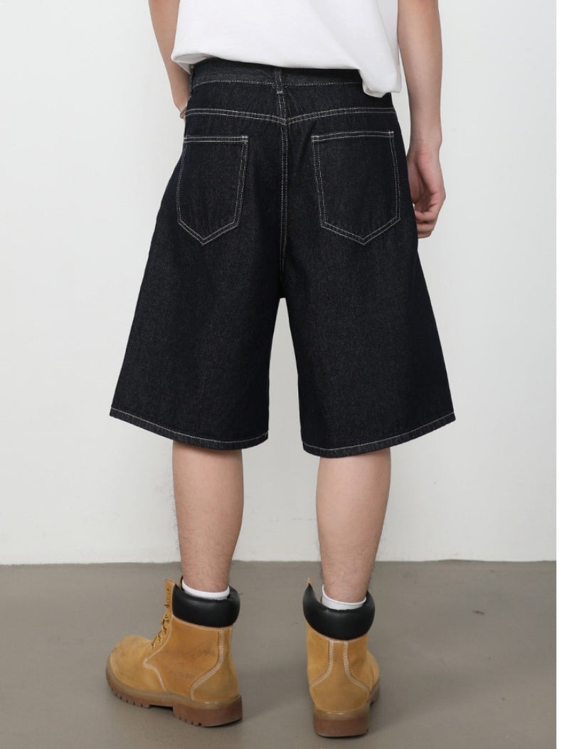 Retro Five Points Loose-fit Leisure Denim Shorts