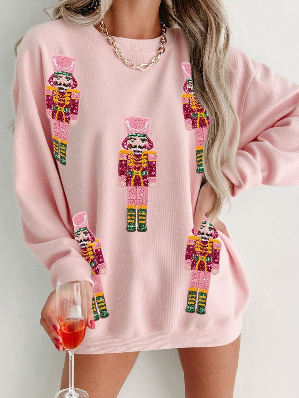 Christmas Sequins And Glitter Nutcracker Soldier Sweatshirts&Hoodies