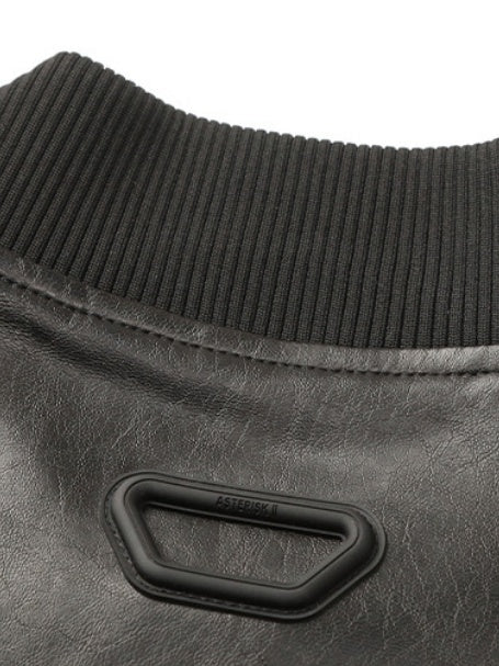 Retro Loose-fit Simple Leather Jacket