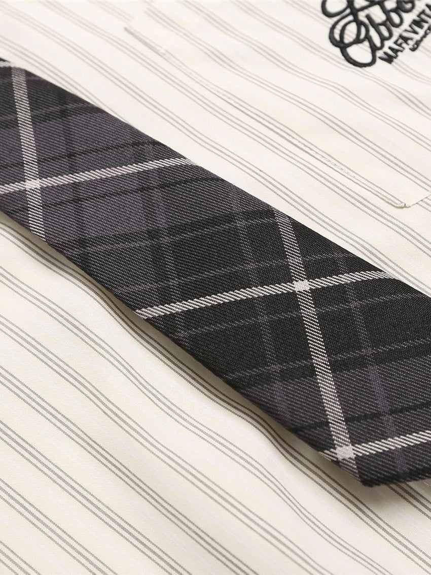 Liber Autumn Neutral wear Tie Stripes Shirts