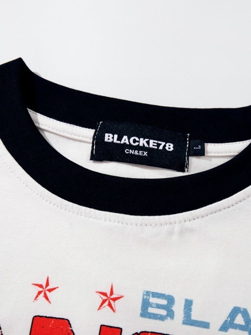 Crowd Printed Hip Hop Color-blocked Slim-fit T-shirts