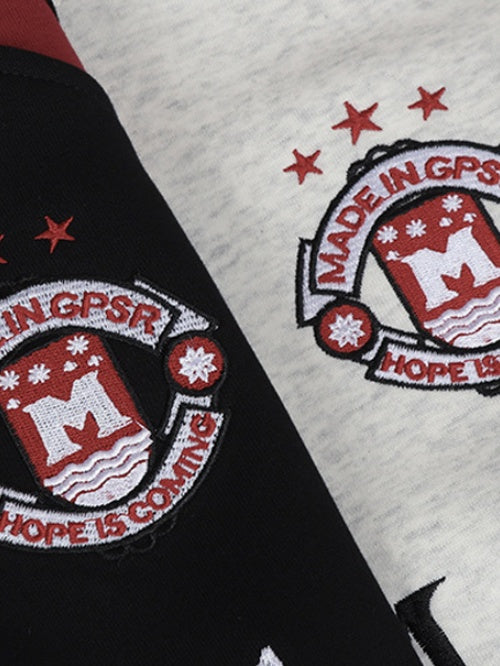 Retro Sports Embroidery Contrasting Colors Hoodies