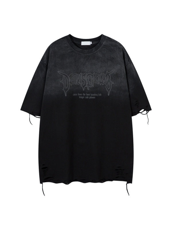 Distressed Washed Oversize Hole T-shirts
