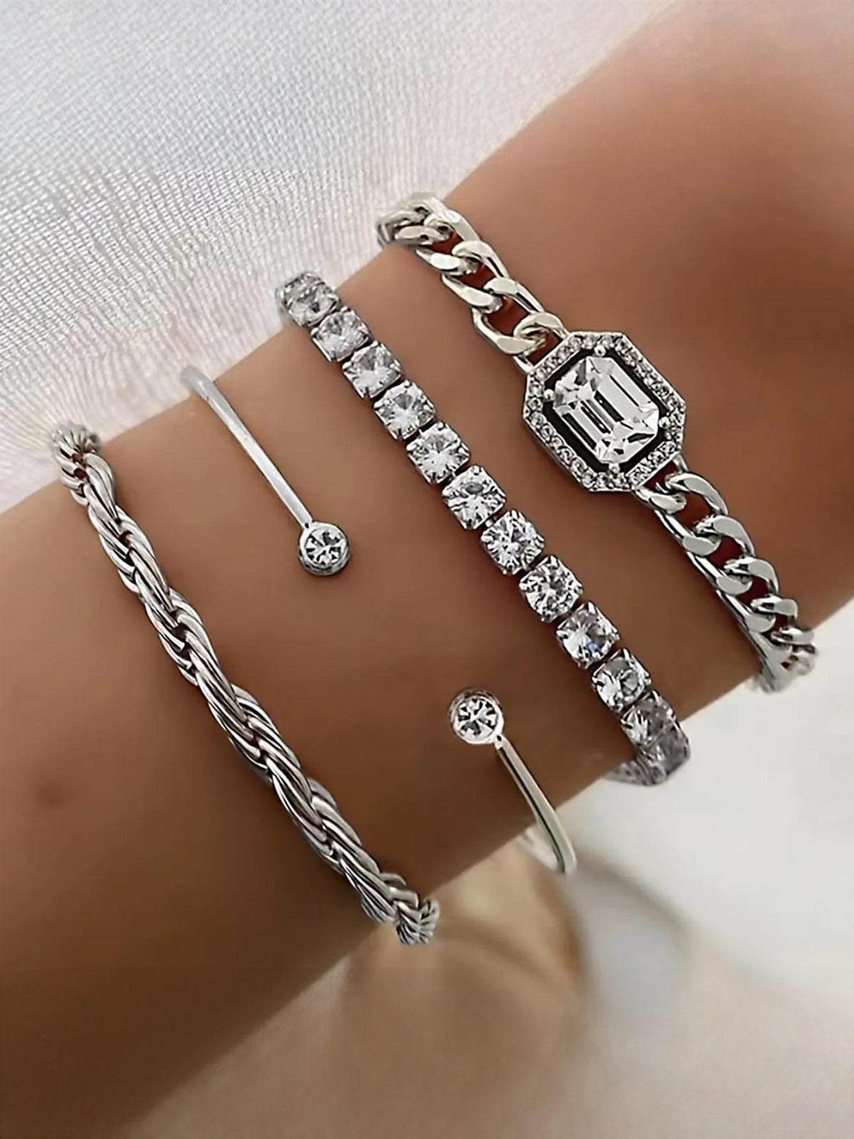 Diamond-encrusted Bracelet Set
