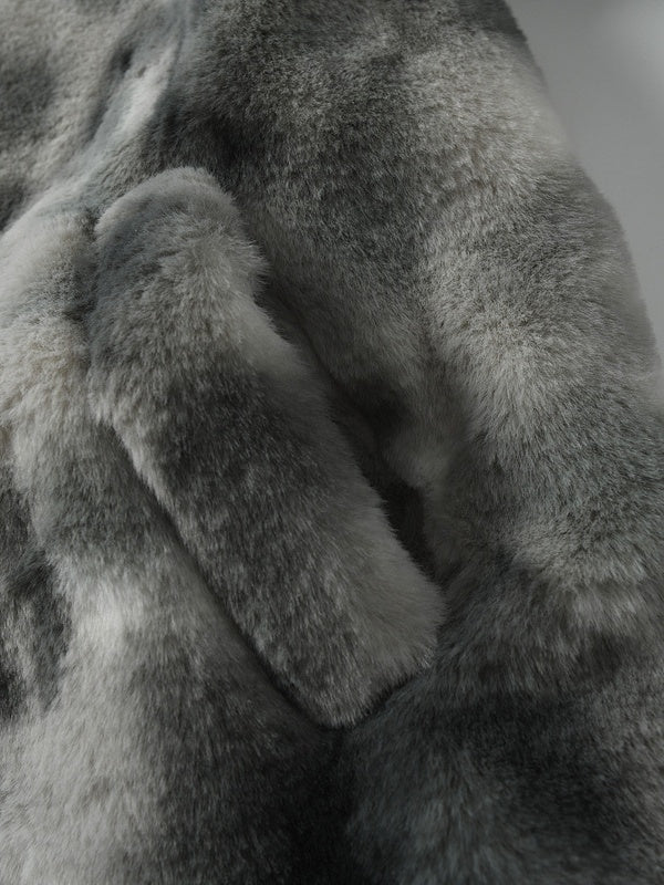 Tie-dye Gradient Cross Stitch Lambskin Faux Rabbit Fur Coat