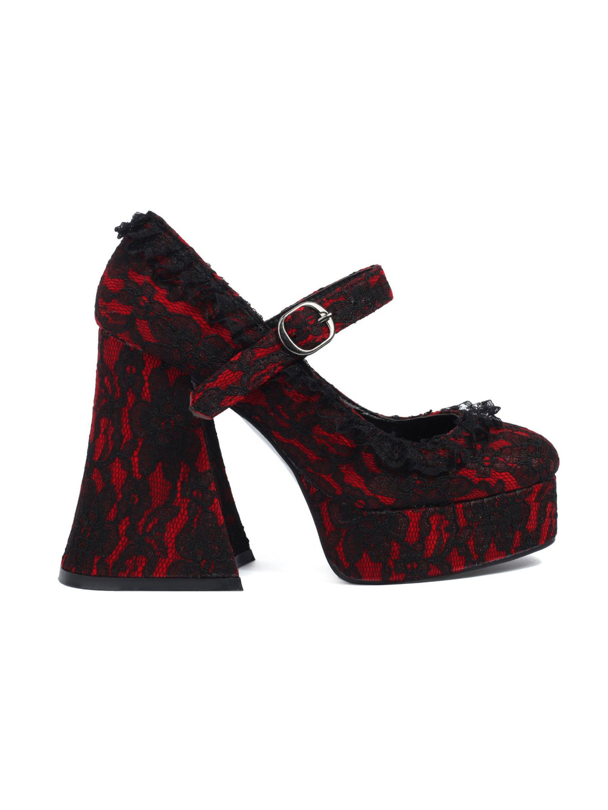 Platform Mary Jane Shoes With Strappy Soles And Lace Details 6639