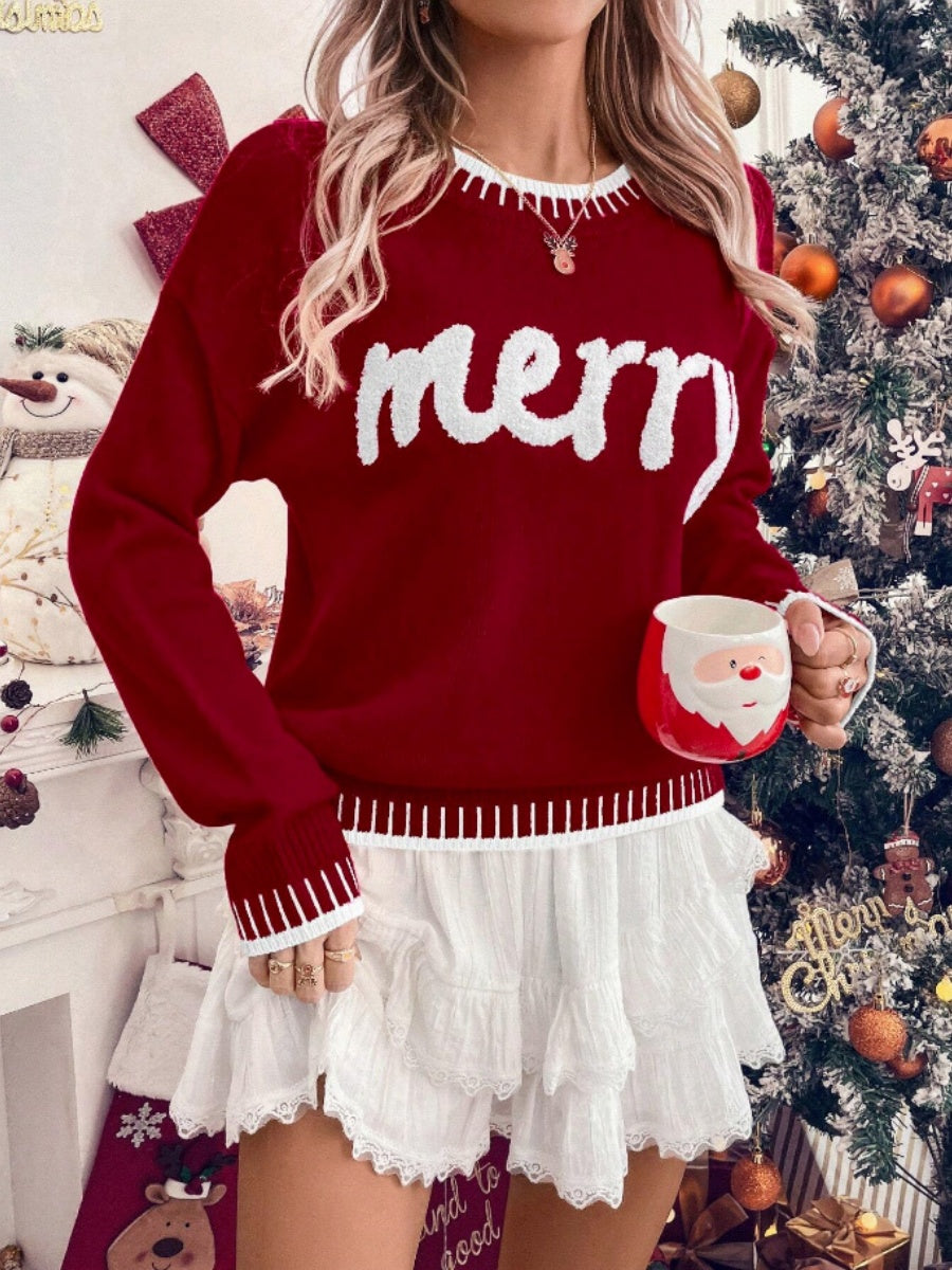Christmas Letter Crew Neck Sweaters