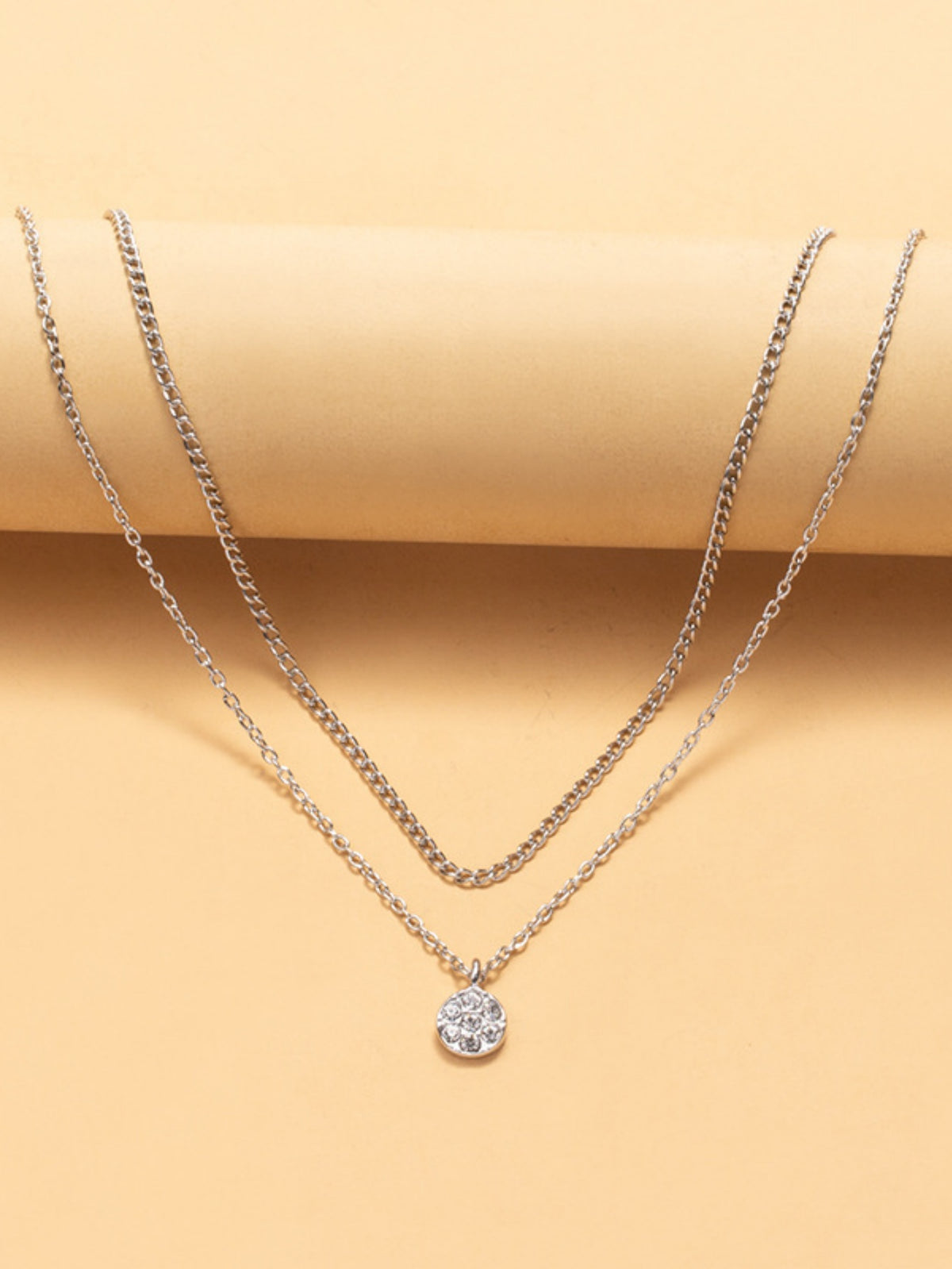 Diamond-set Multi-layered Pendant Necklace