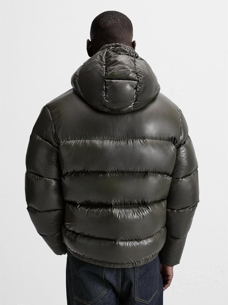 Thermal Hooded Solid-Color Sports Puffer Jacket