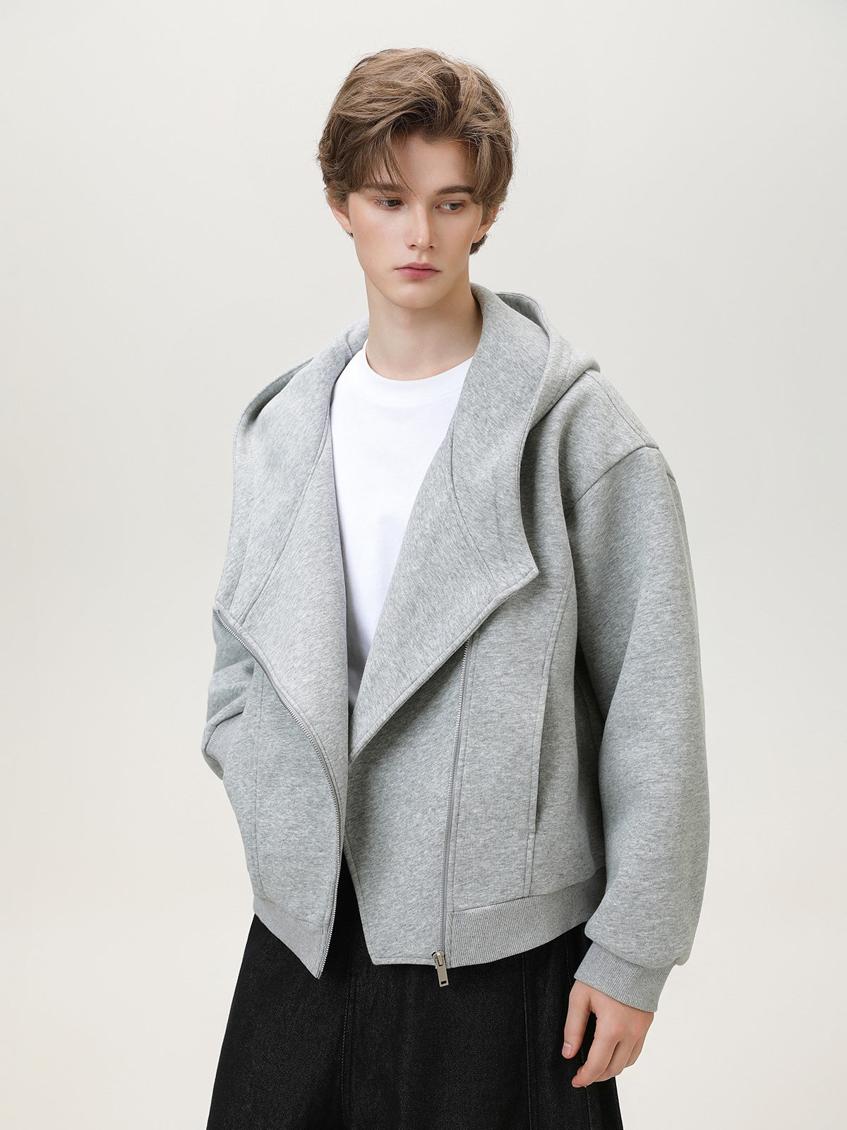 Irregular Zipper Hoodie Jackets