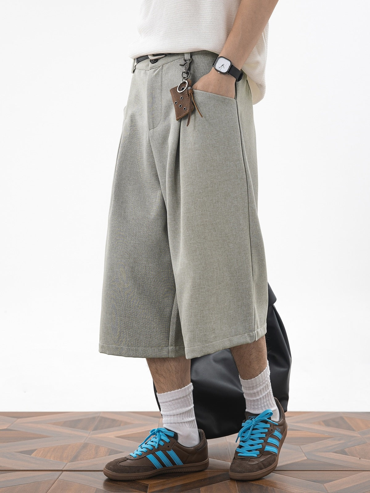 Imitation Linen Loose-fit 7 Points Dress Pants Shorts