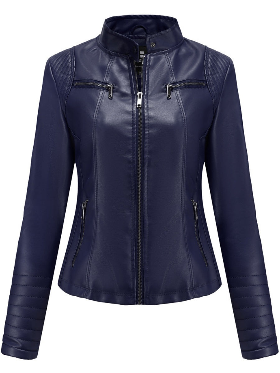 Street Cool Thin Three-dimensional Decoration Leather Jacket