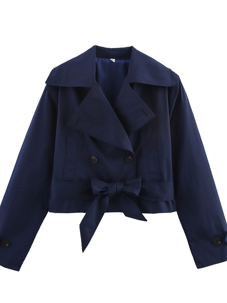 Lace up Buttons Short Trench Coats