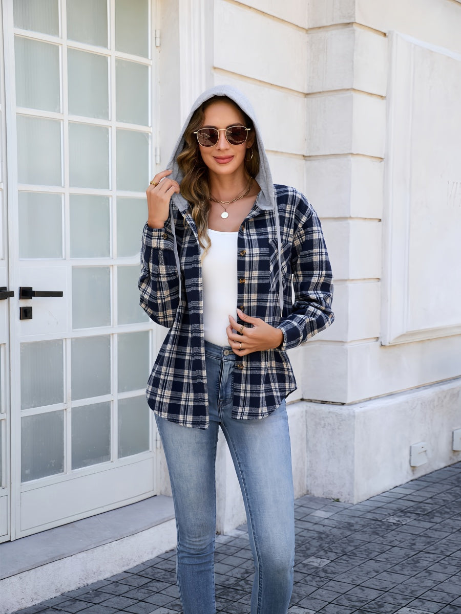 Woolen Plaid Button Jacket
