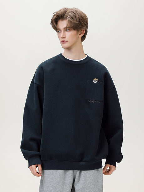 Liber Autumn Men's Pocket decoration Pattern Sweatshirts