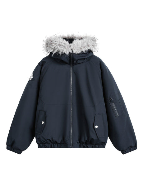 Outdoor Water-repellent Keep Warm Removable Fur Collar Thickening Hooded Parker