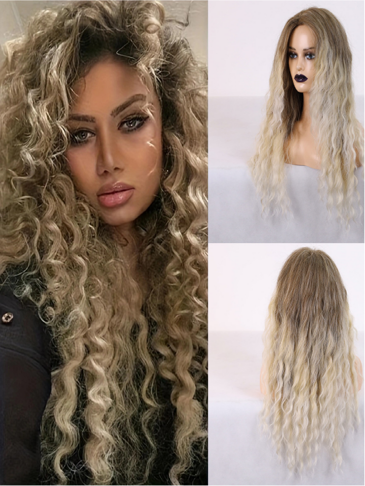 Long, Bouncy, Wavy Wig Made Of Synthetic Fibers