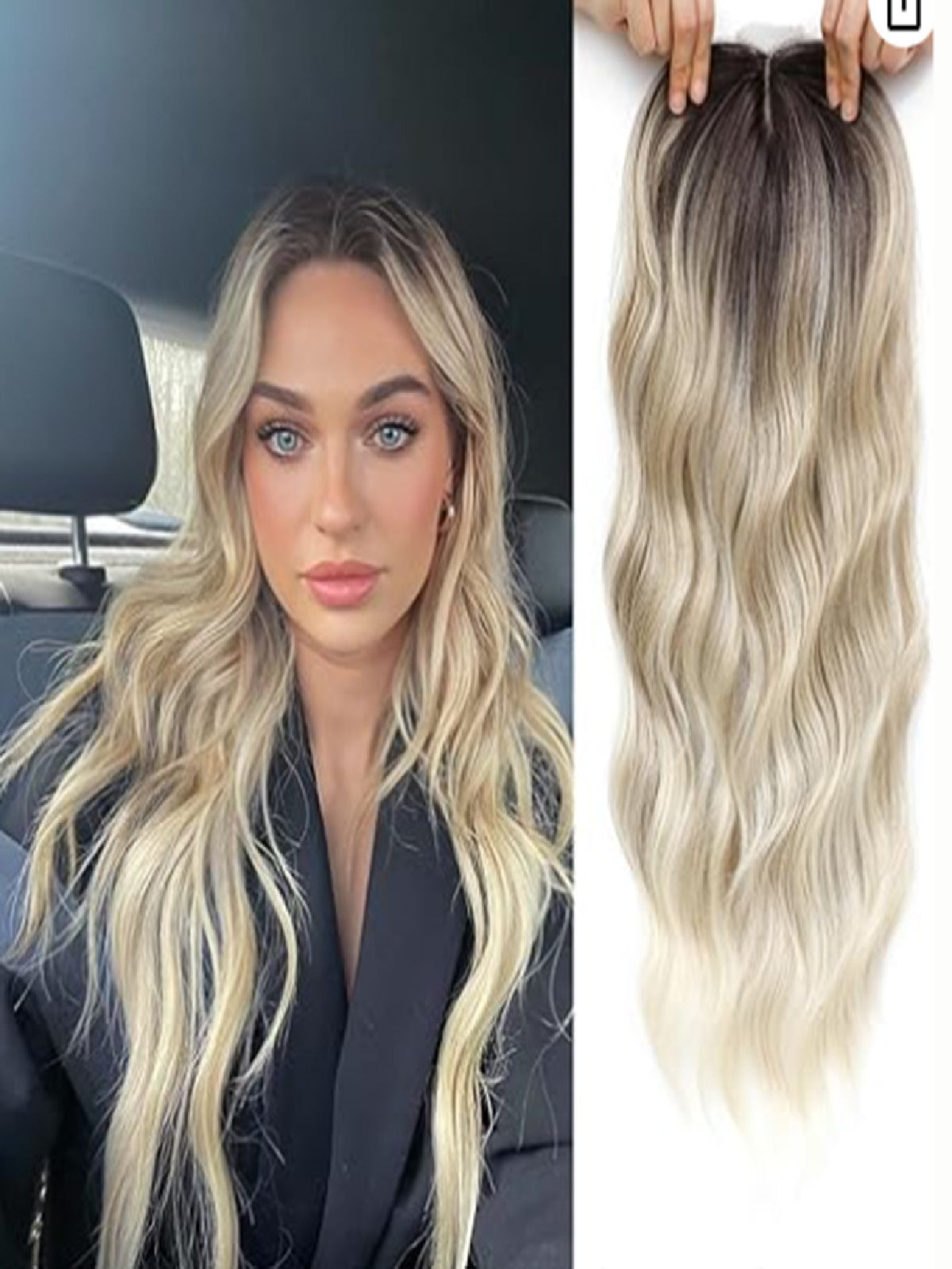 Invisible, Seamless, Long, Curly Wig With White Hair Covering