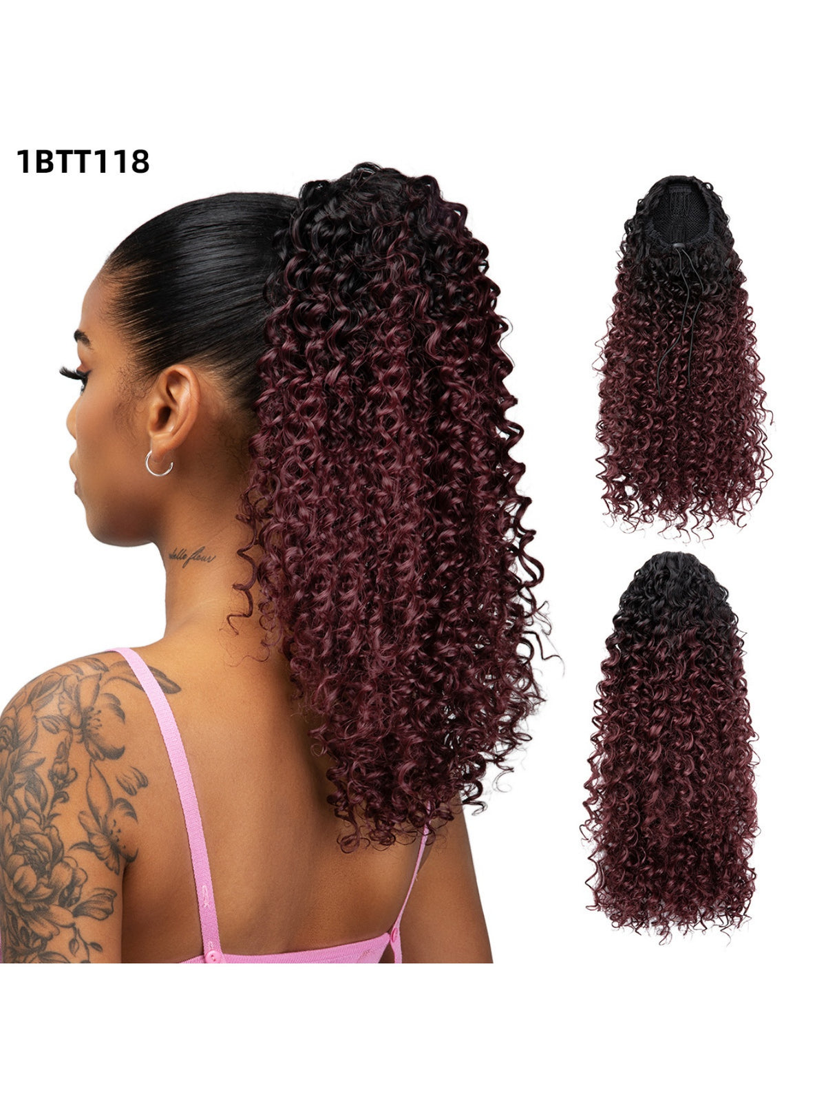 Small Curly Ponytail Synthetic Fiber Drawstring Braid High-temperature Silk Wig
