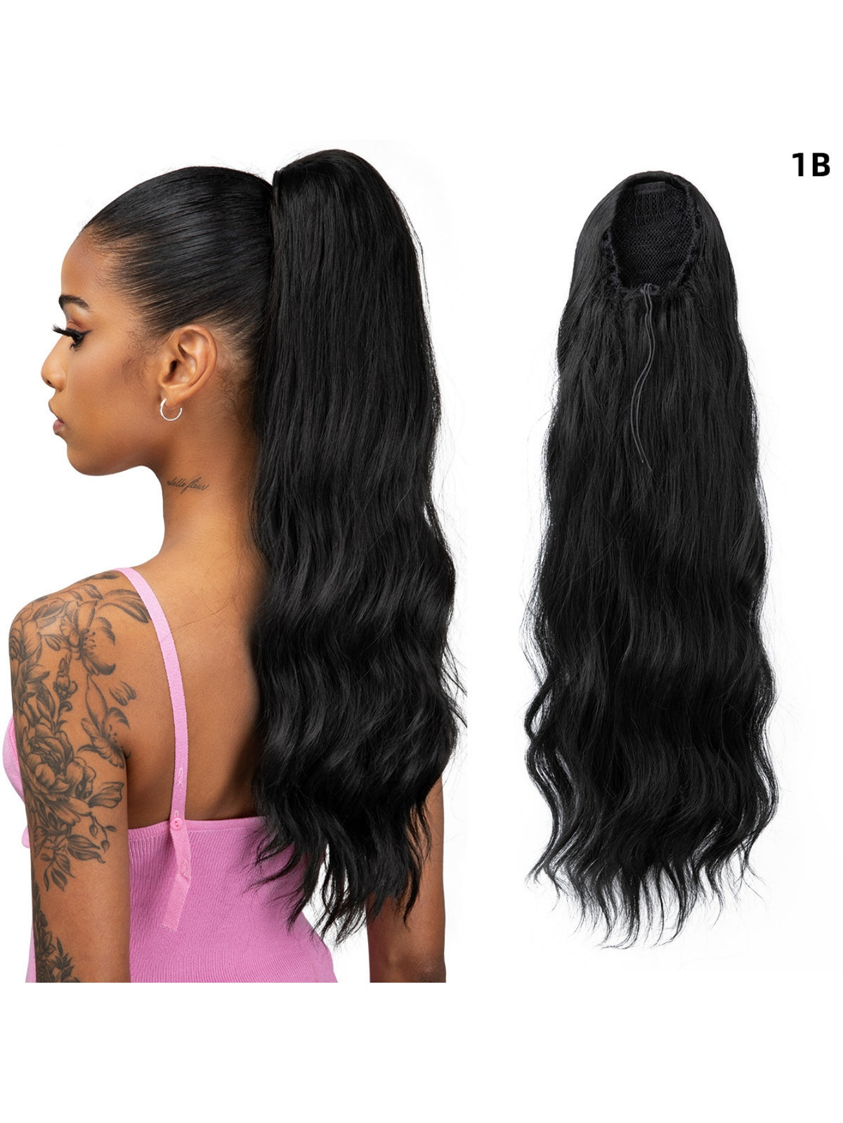 Pull-cord Hair Tie Water Ripple High-temperature Silk Ponytail Wig