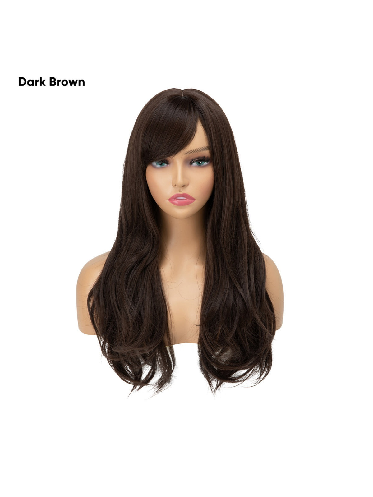 Long, Curly Hair With Side-swept Bangs, Full Head Of Synthetic High-temperature Silk Wig