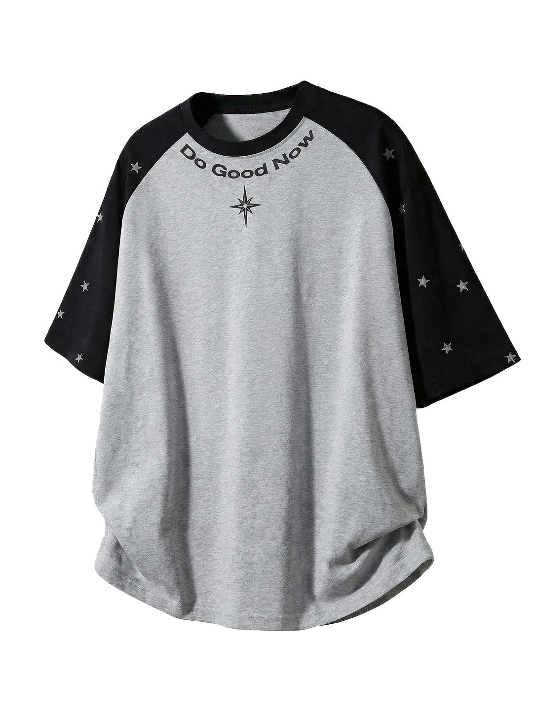 Color-blocked Star Letter Printed T-shirts