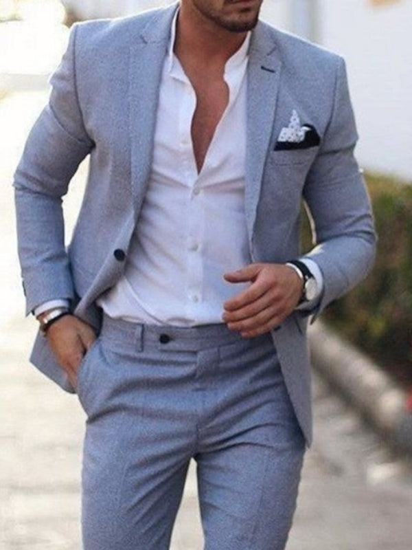 Flax Solid Color Suit Set 2-piece Sets