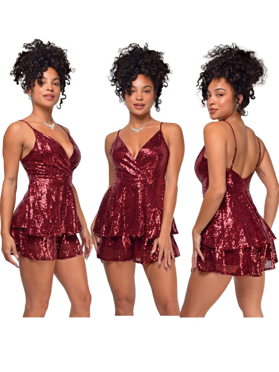 Sleeveless Backless Sequined Halter Jumpsuit