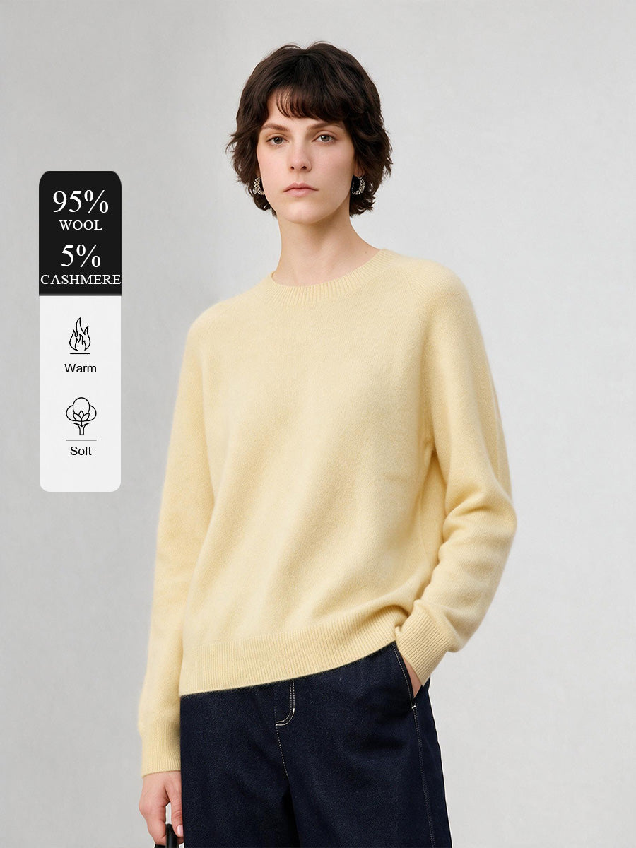 95% Wool & Cashmere Relaxed Crew-Neck Sweater