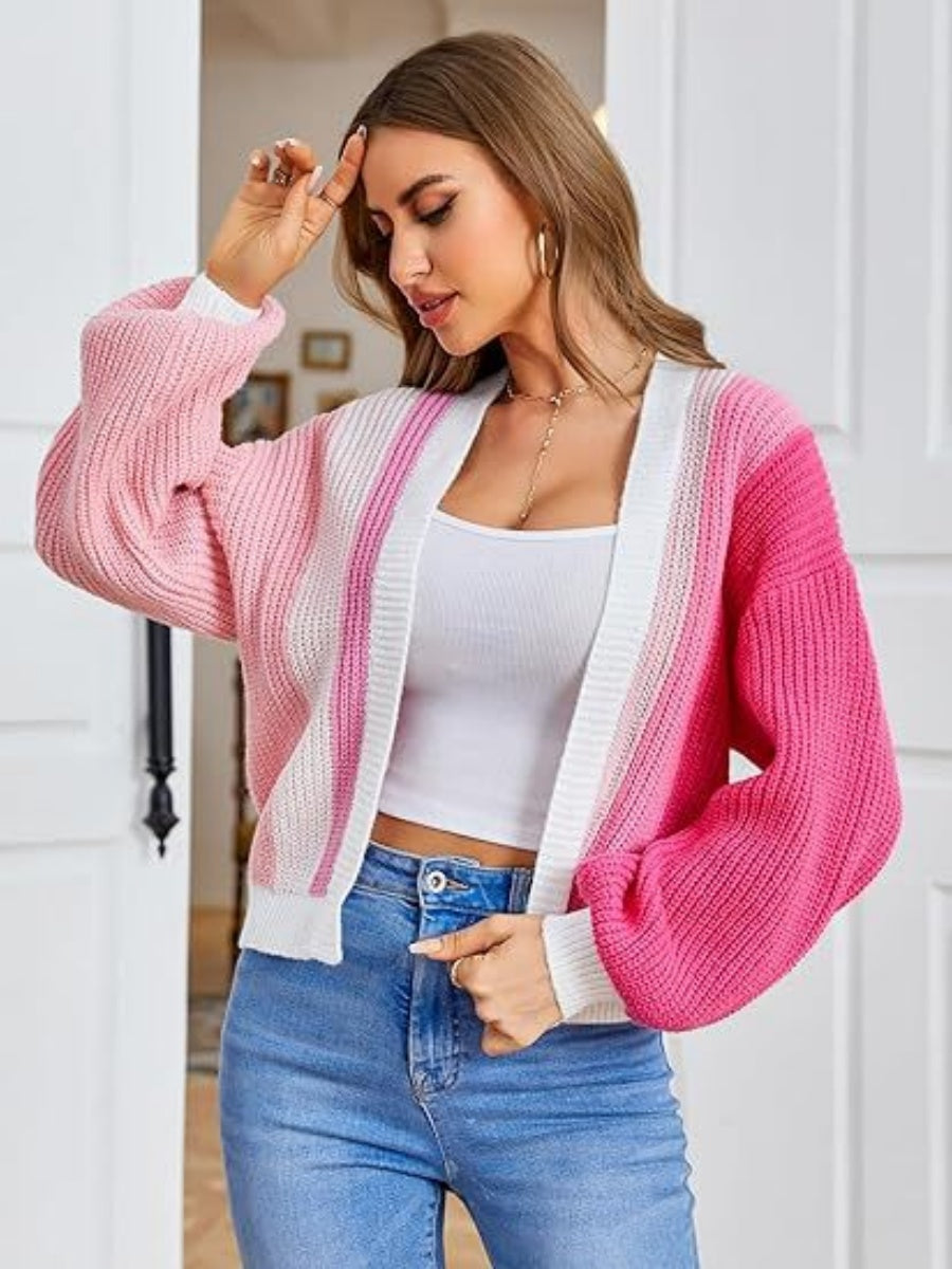 Color Color block matching Cardigans
