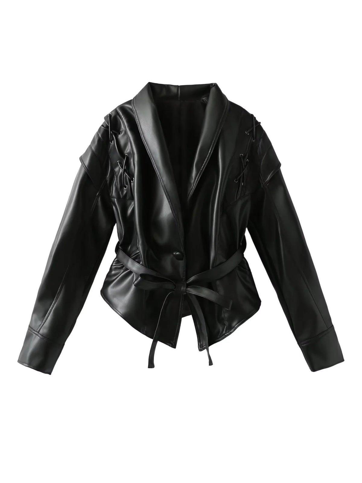 Lace-up Faux Leather Jacket