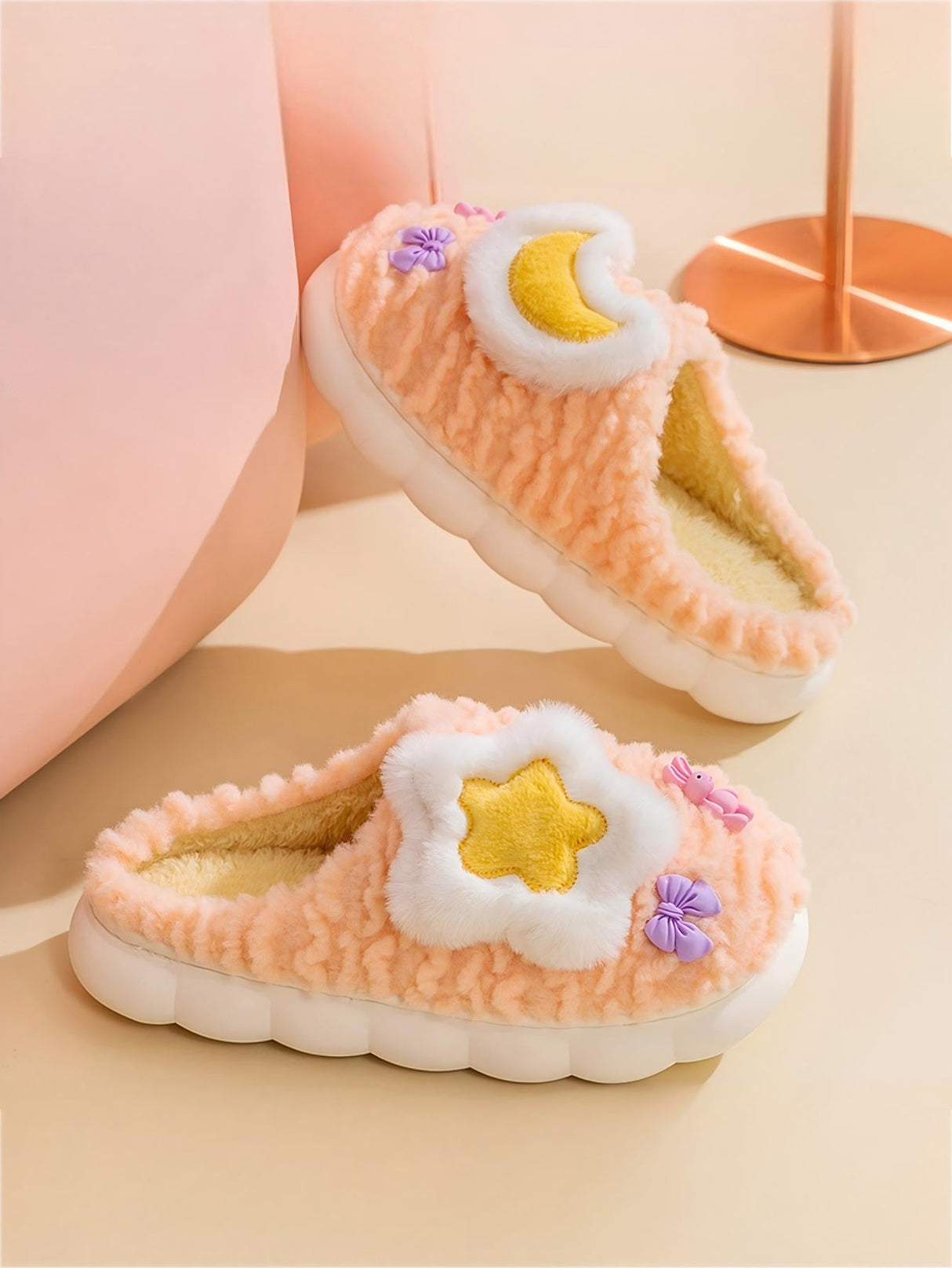 Colorblock Floral Slippers