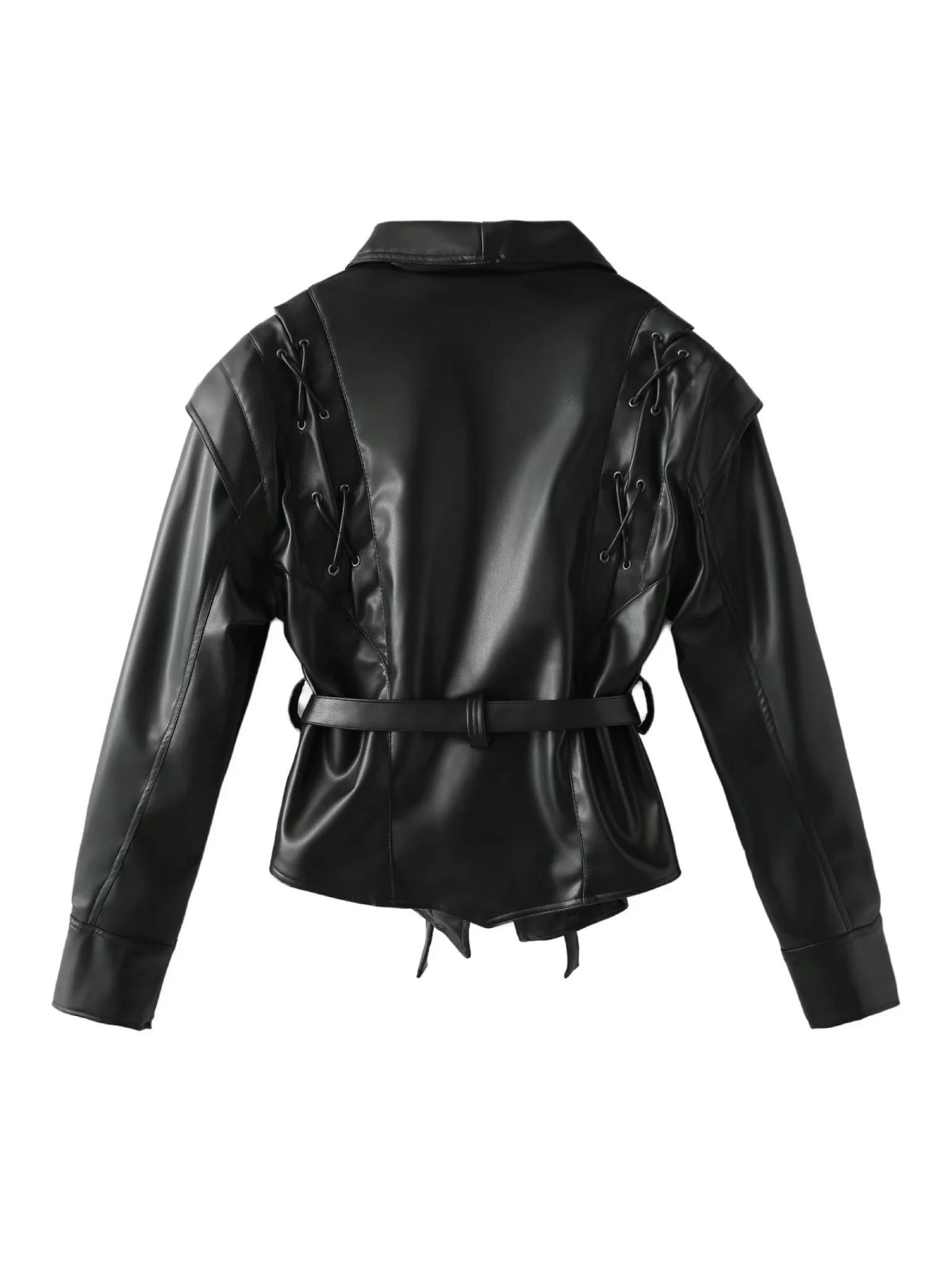 Lace-up Faux Leather Jacket