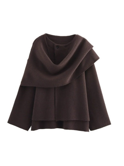 Asymmetrical Scarf Short Knit Cardigan