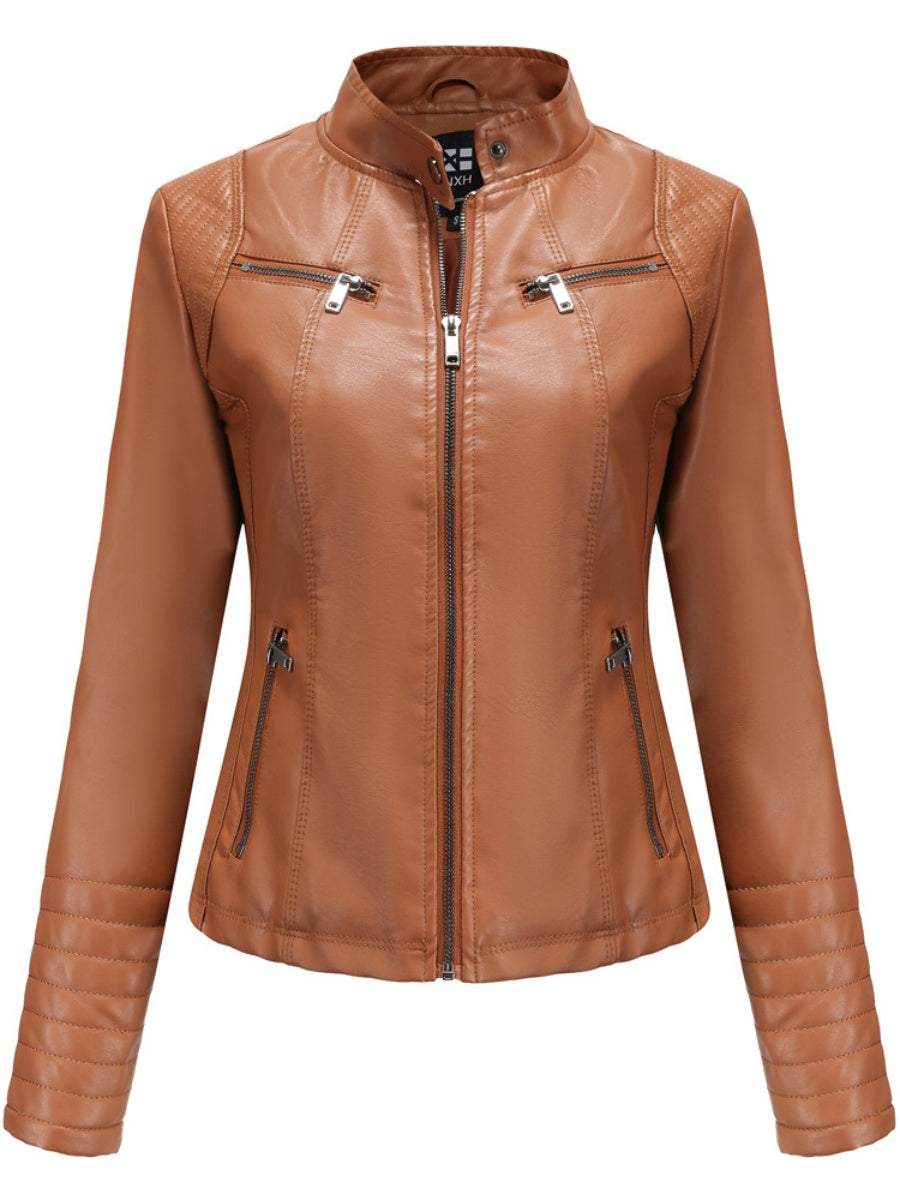 Street Cool Thin Three-dimensional Decoration Leather Jacket