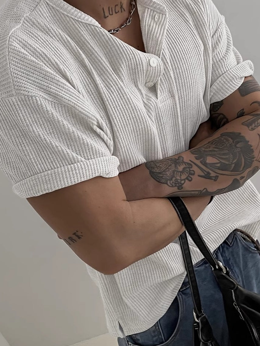 Henry Collar Simplicity Lightweight Breathable T-shirts