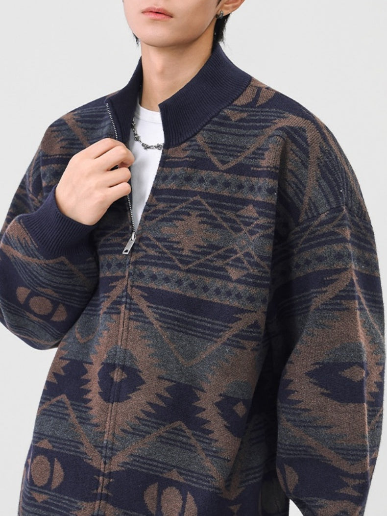 Contrasting Colors Ethnic Style Leisure Sweaters Cardigan