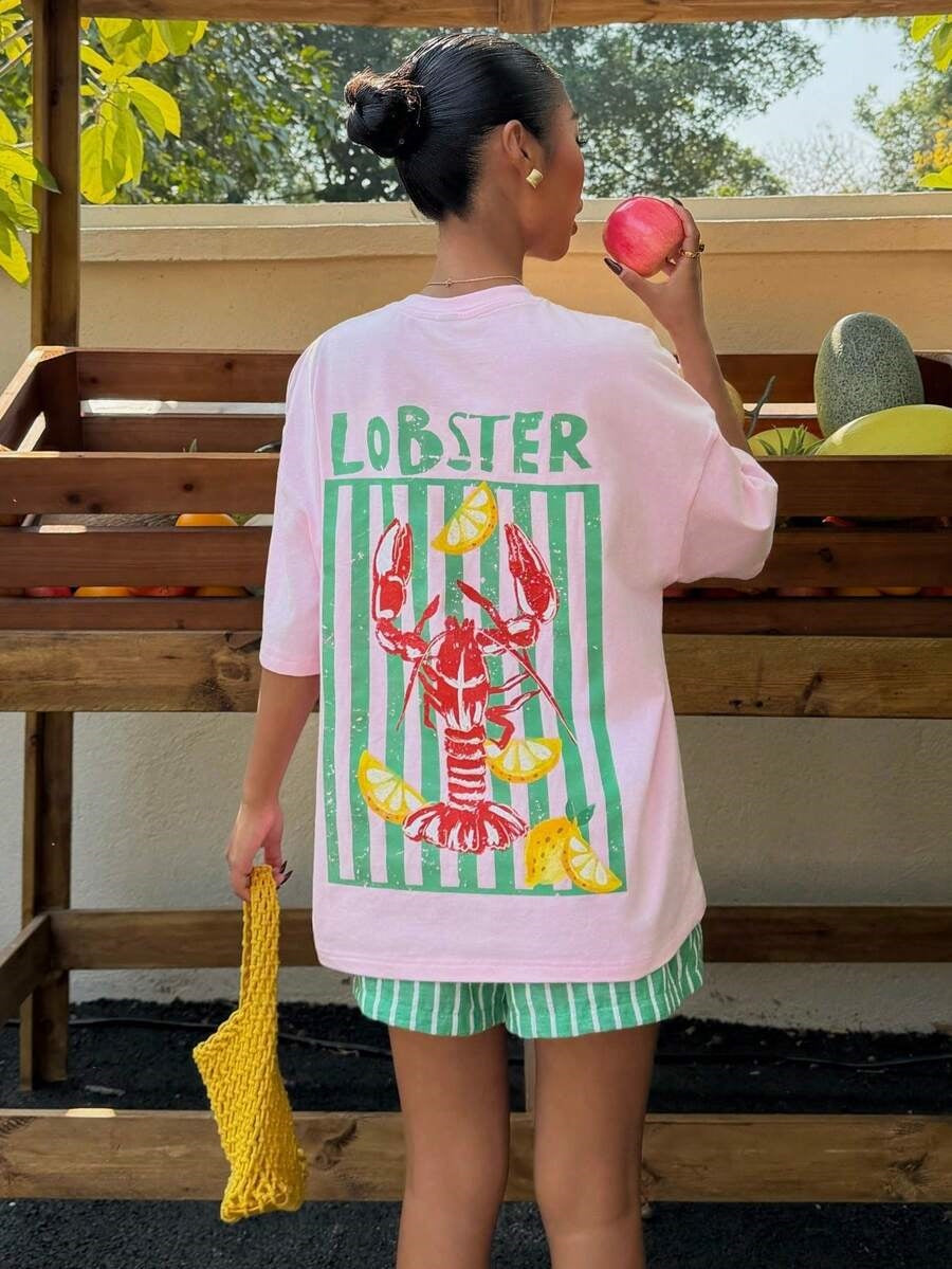 Casual And Versatile 3D Letter Pattern T-shirt