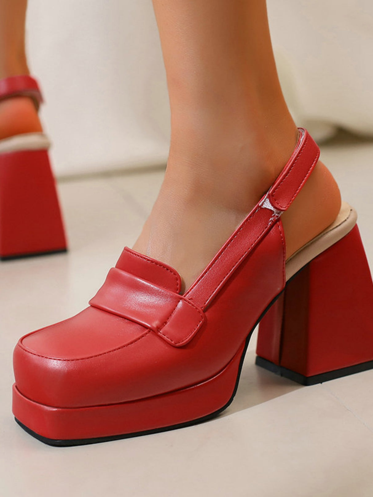 Platform Chunky Heels With Open Back
