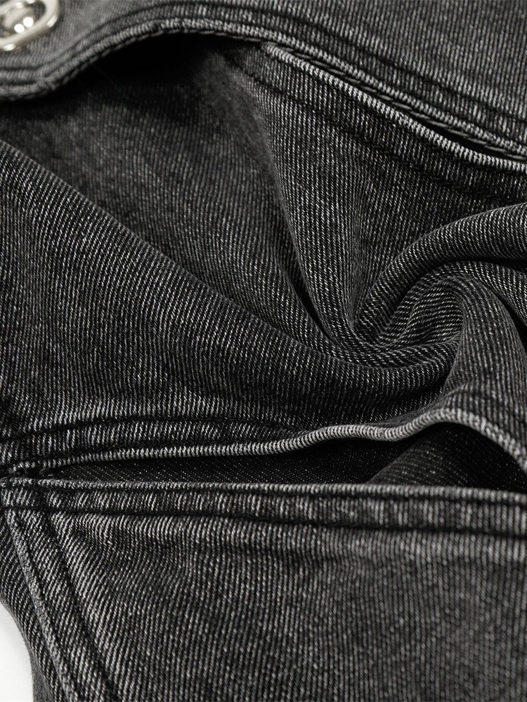 Punk Distressed Washed Patchwork Denim Pants