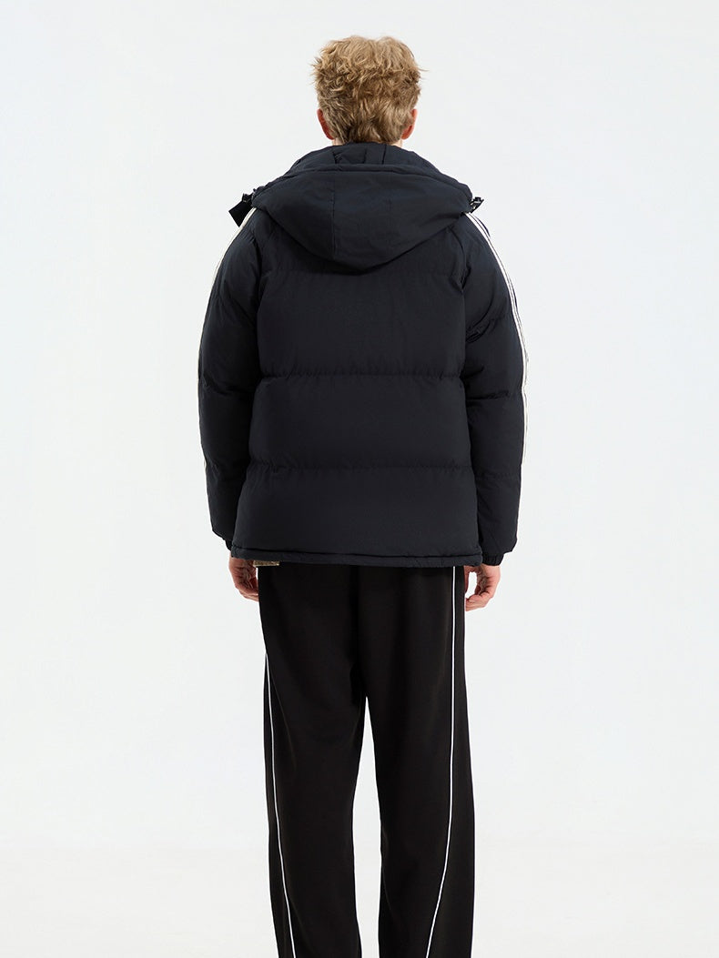 Stand-Collar Webbing-Trim Loose Thermal Puffer Jacket