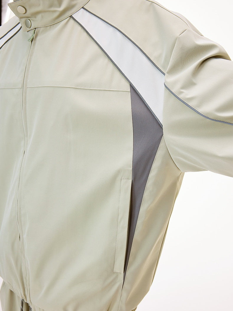 Function Retro Sports Racing Suit Jackets Wide-leg Pants Set