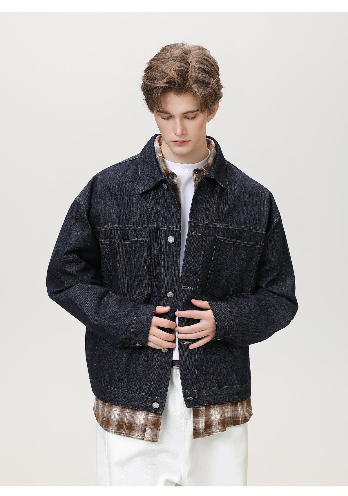 Liber Autumn Men's Pocket decoration Solid Color Jackets